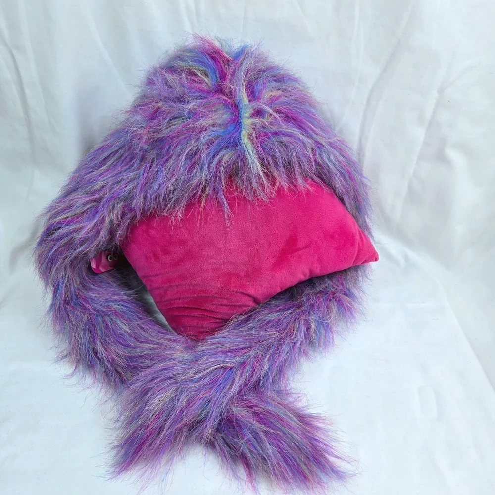 Vintage Hot Topic Big Rainbow Monster Shaggy Faux Fur Rave Hat NEW Mall Goth Y2K